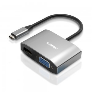 Conversor USB-C para HDMI e VGA - 2 em 1 - Linha Aluminium Comtac