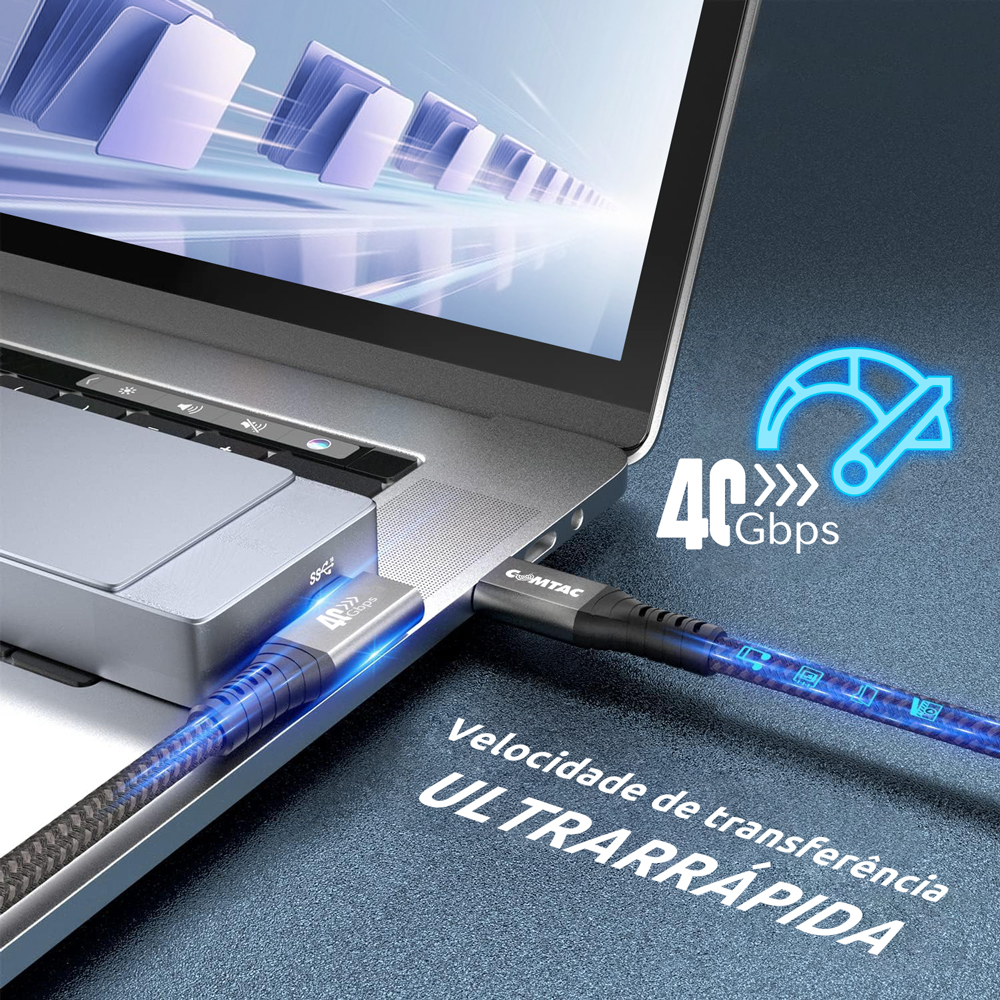 Thumbnail 6 do Cabo USB4 Type-C 90° 40Gbps 240W Thunderbolt 3/4 - PD 3.1 - 8K - 2 metros