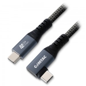 Cabo USB4 USB-C 90° 40Gbps 240W Thunderbolt 3/4 - PD 3.1 - 8K - 2 metros
