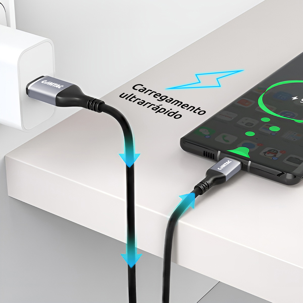 Thumbnail 4 do Cabo USB-C 3.2 Gen 2 PD100W 10Gbps com Conector de Metal - 1 Metro