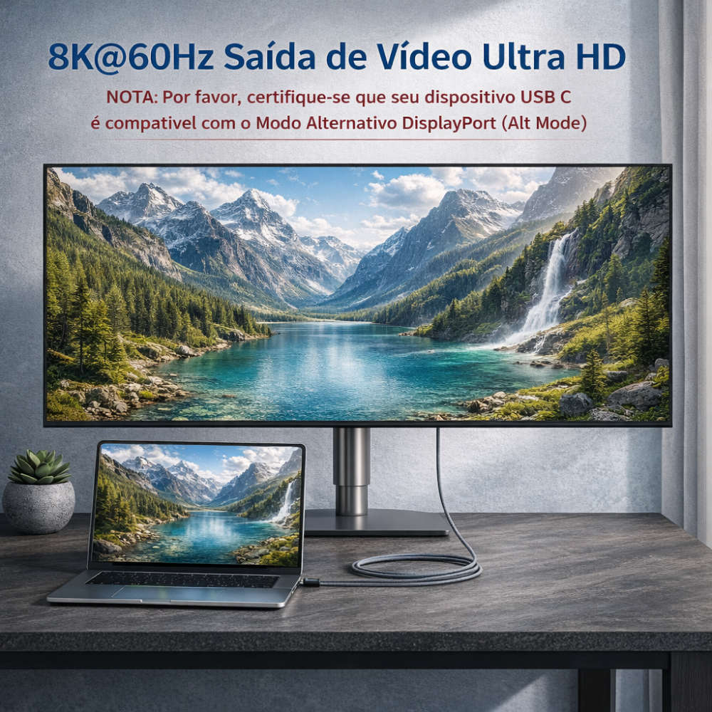 Thumbnail 8 do Cabo USB4 Type-C 40Gbps 240W Thunderbolt 3/4 - PD 3.1 - 8K - 2 metros