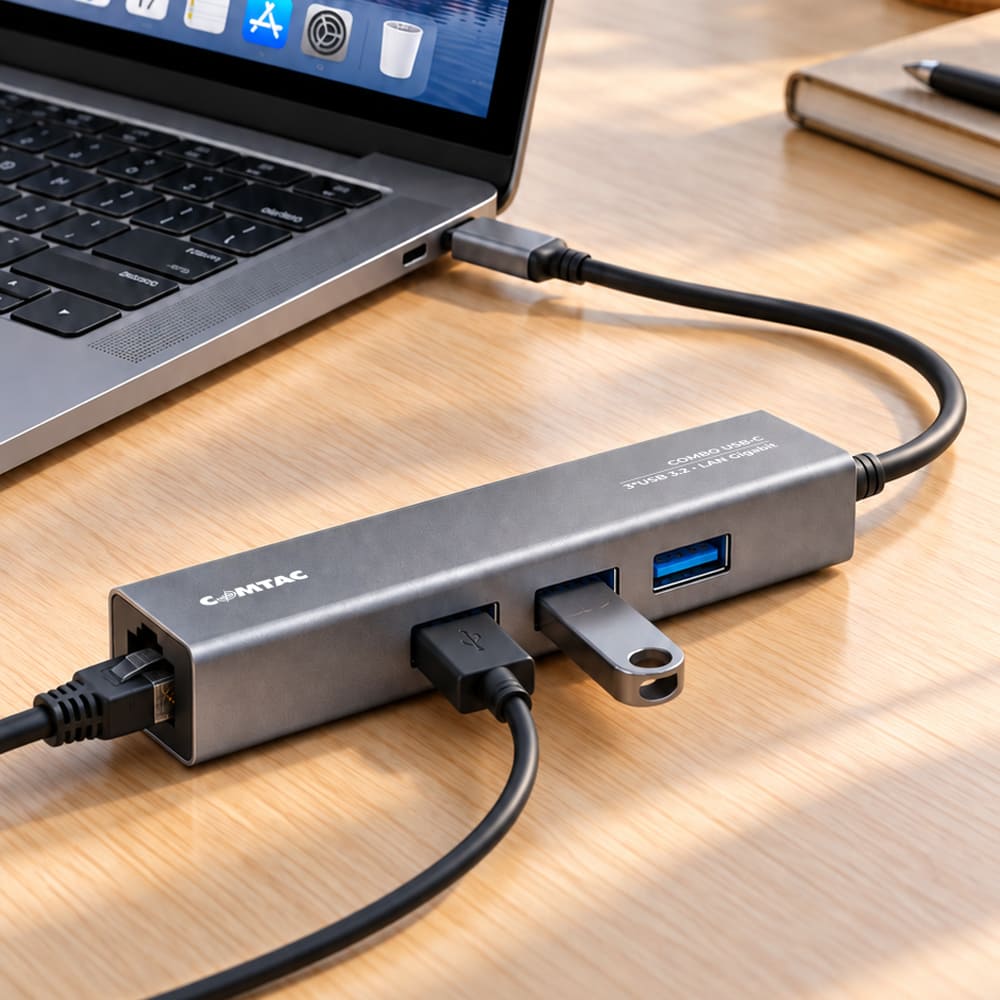 Thumbnail 5 do Combo USB-C com 3 Portas USB 3.2 Gen1 + LAN GIGAbit - Linha Aluminium Comtac