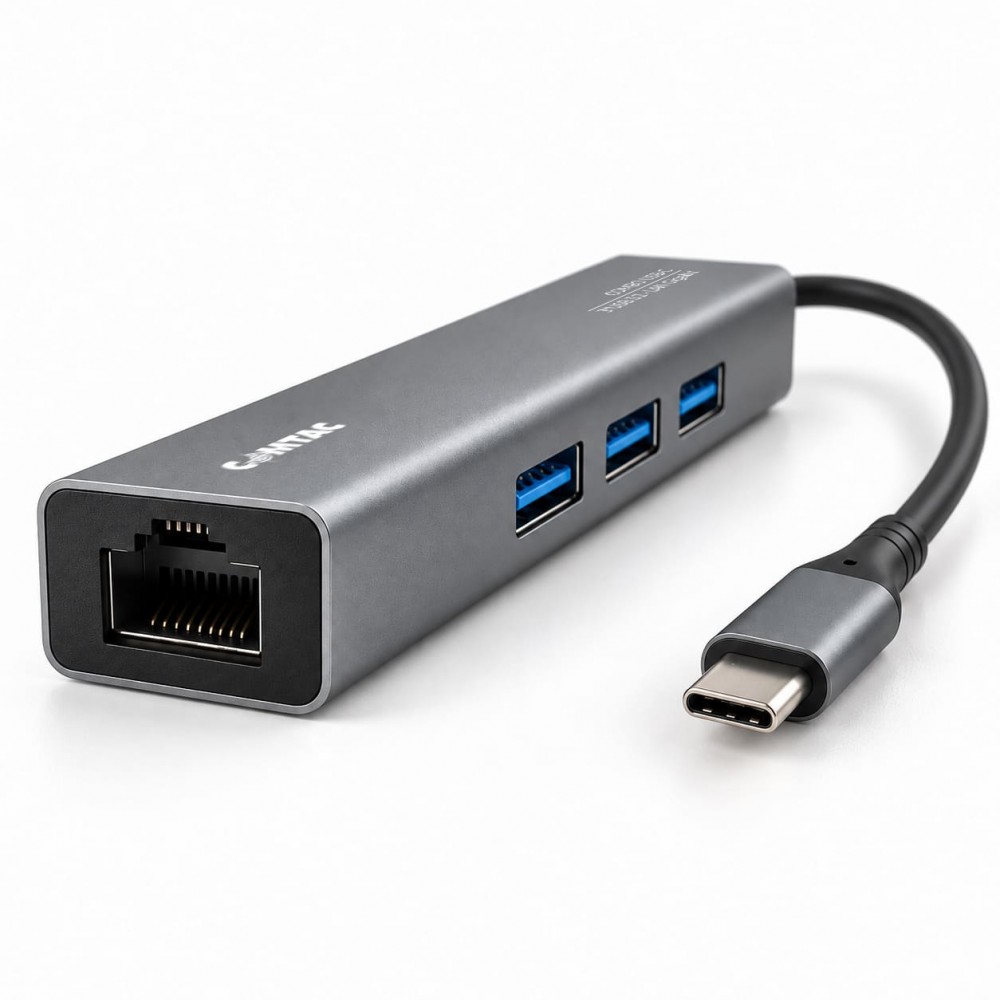 Thumbnail 3 do Combo USB-C com 3 Portas USB 3.2 Gen1 + LAN GIGAbit - Linha Aluminium Comtac
