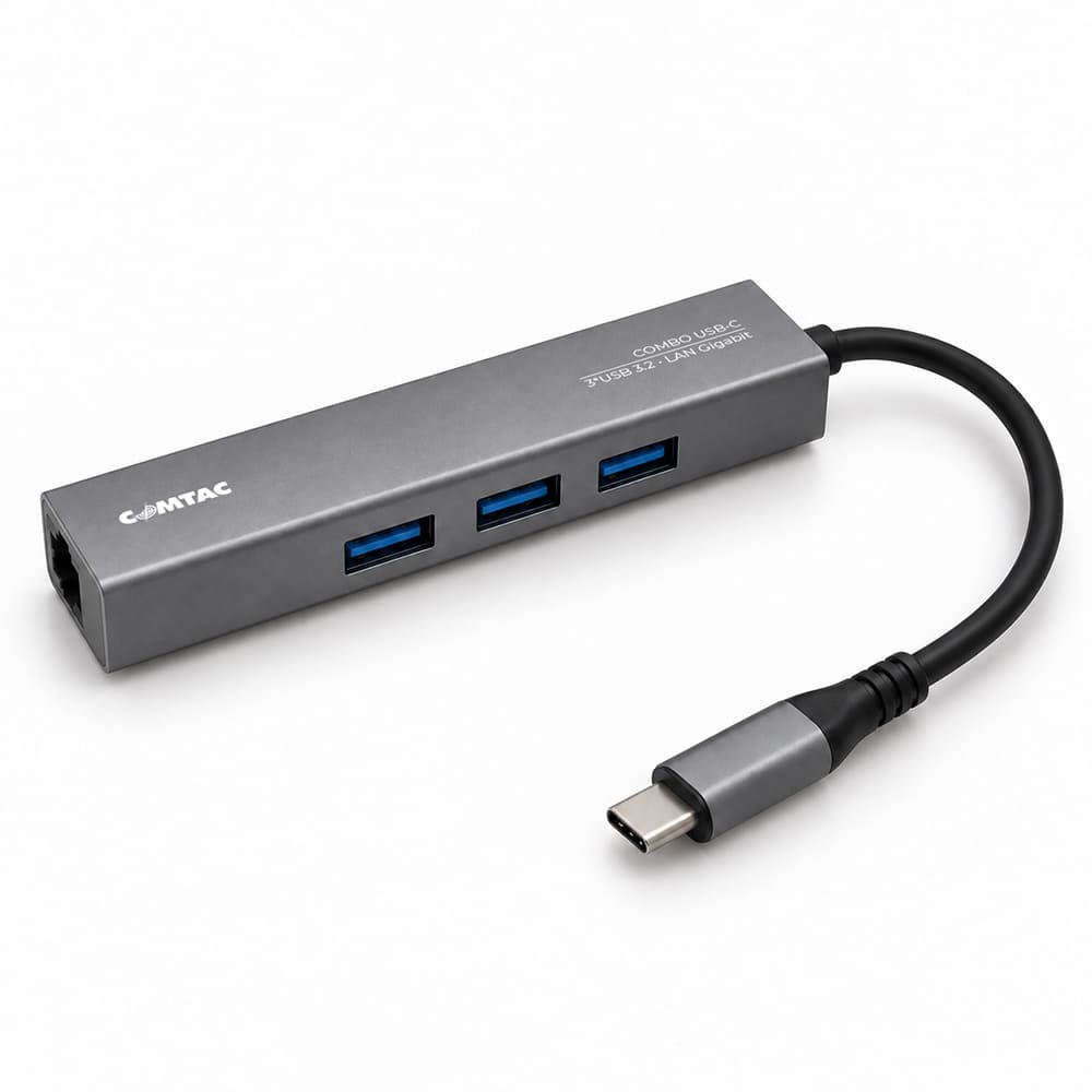 Thumbnail 2 do Combo USB-C com 3 Portas USB 3.2 Gen1 + LAN GIGAbit - Linha Aluminium Comtac