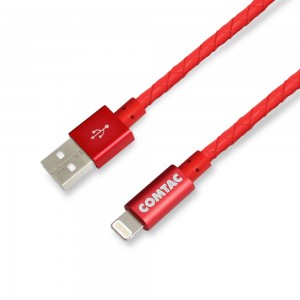 Cabo Lightning com Certificação MFI para USB 2.0 - 1 metro - Couro Vermelho