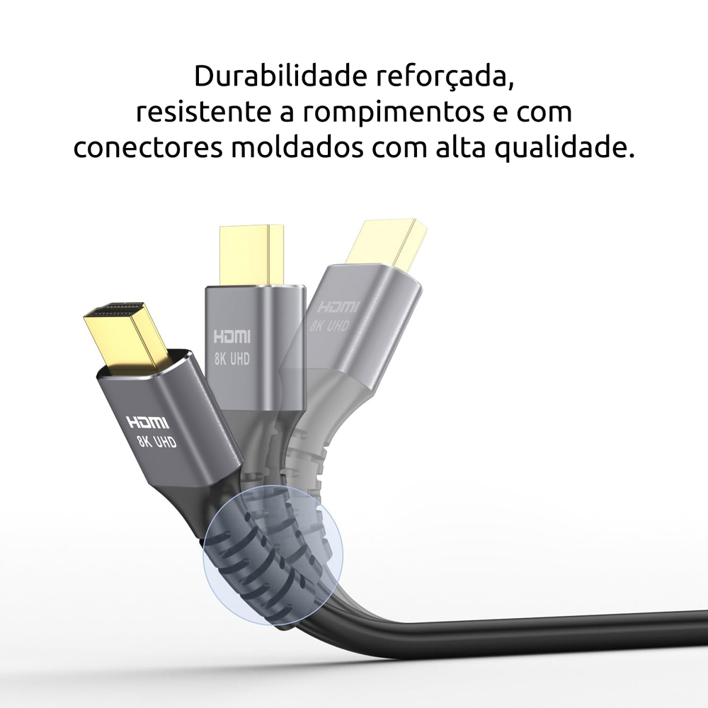 Thumbnail 9 do Cabo HDMI 8K Ultra High Speed Versão 2.1 com Condutor de Cobre e Conector de Metal - 2 metros