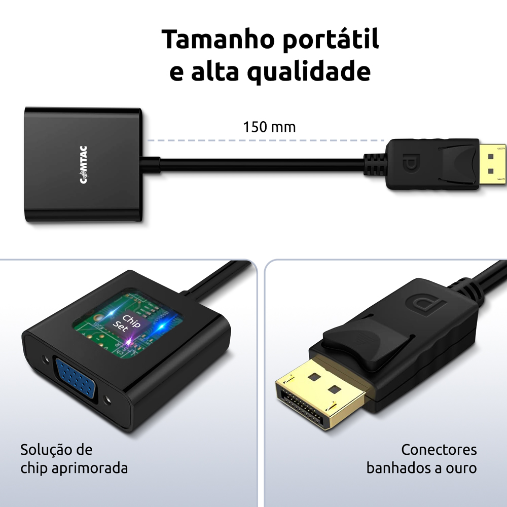 Thumbnail 5 do Conversor DisplayPort para VGA Full HD - 15 cm