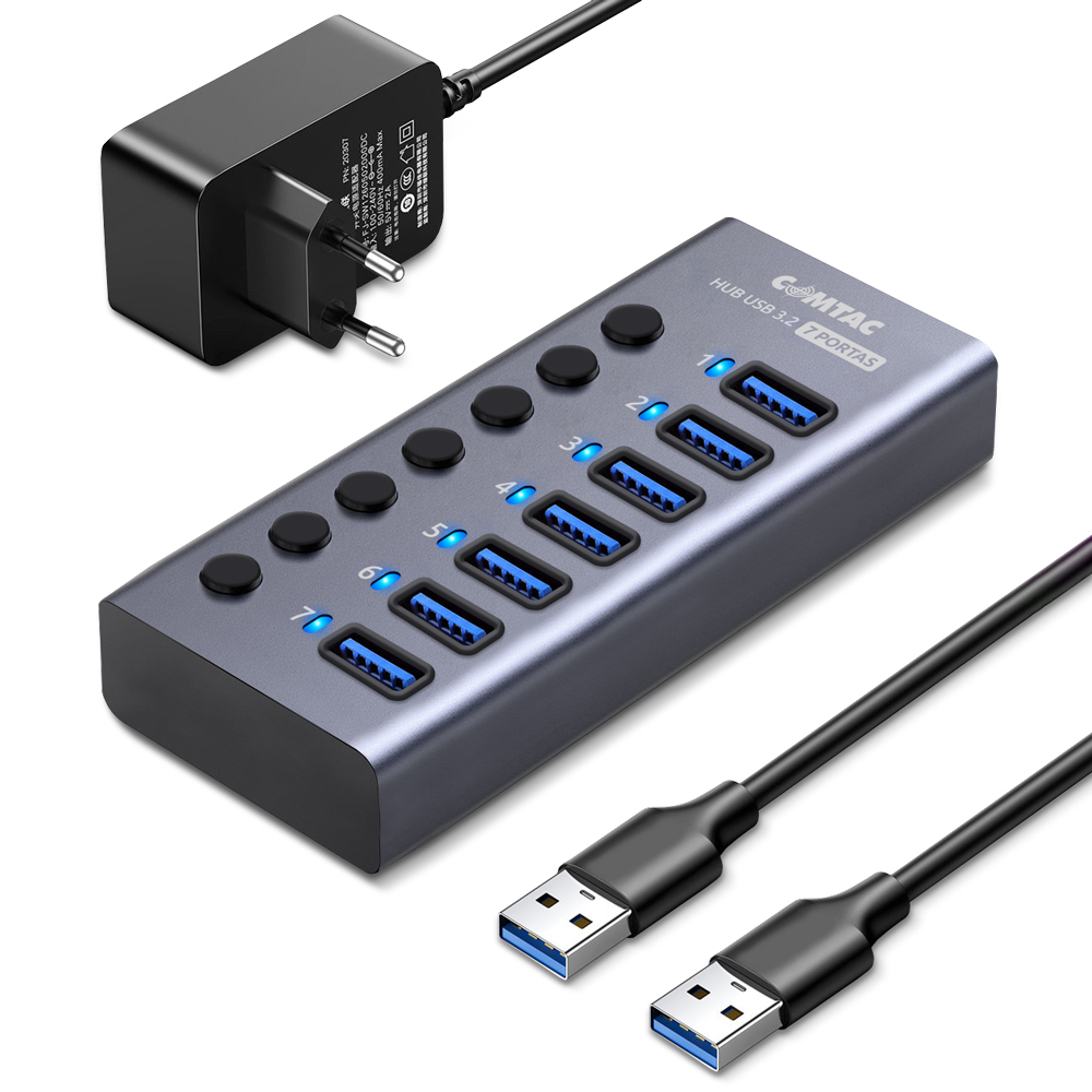 Thumbnail 1 do HUB USB 3.2 com 7 Portas e Interruptores Individuais