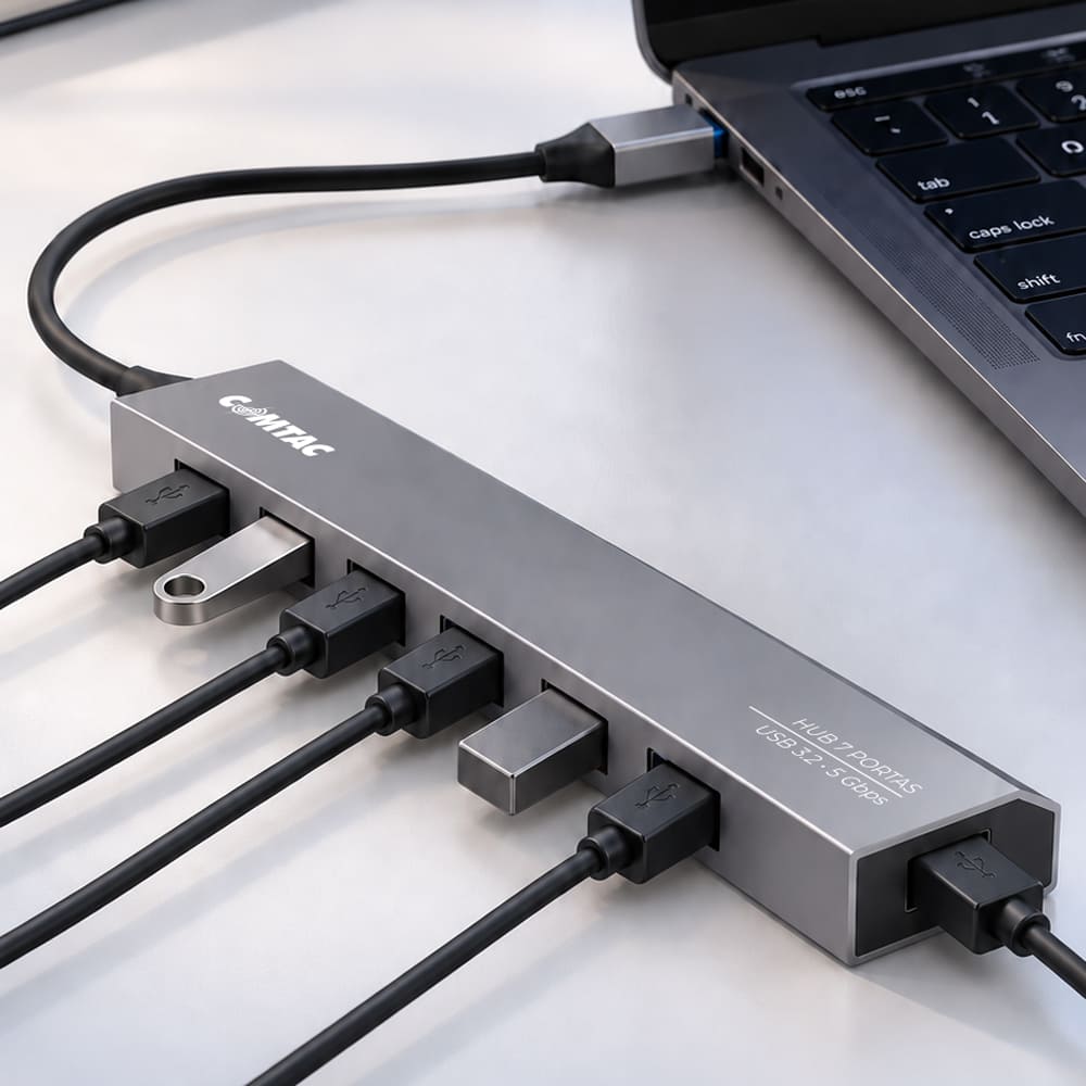 Thumbnail 7 do Hub USB 3.2 Gen 1 - 7 Portas - Linha Aluminium Comtac