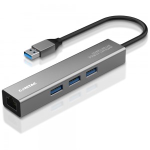Combo USB com 3 Portas USB 3.2 Gen1 + LAN GIGAbit - Linha Aluminium Comtac