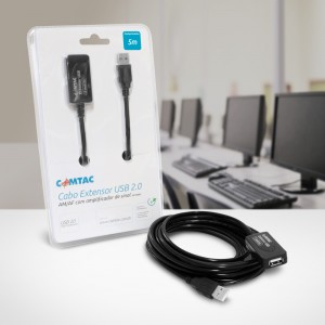 Cabo Extensor USB 2.0 AM/AF com Amplificador de Sinal - 5 metros