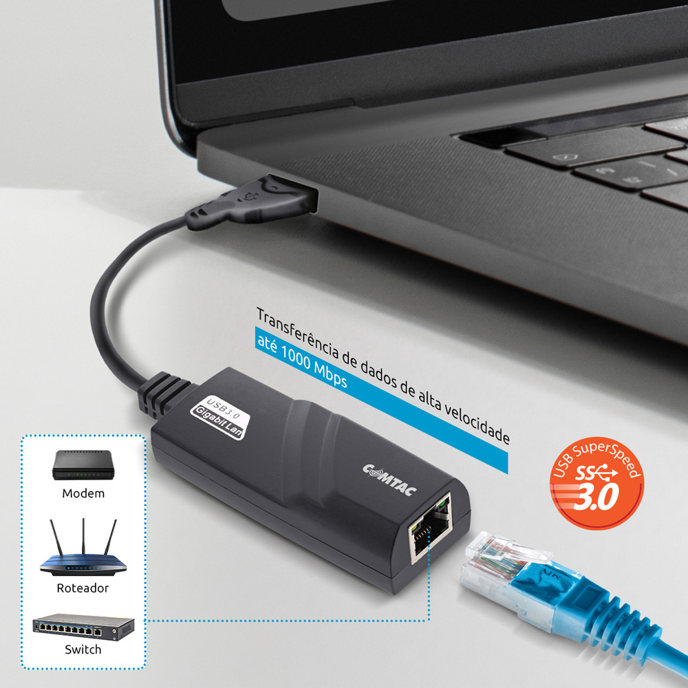 Thumbnail 2 do Conversor USB 3.0 Para RJ-45 Gigabit Ethernet