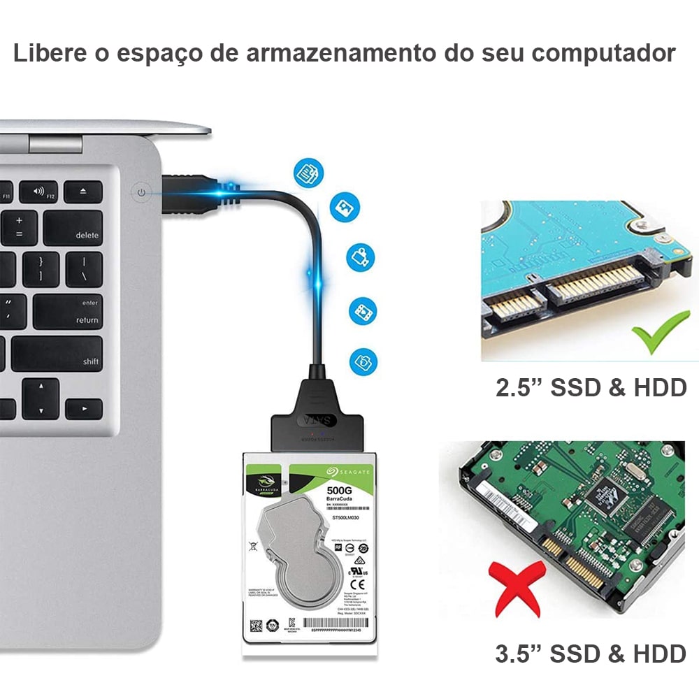 Thumbnail 7 do Cabo Conversor USB 3.0 Para SATA HDD SSD 2.5
