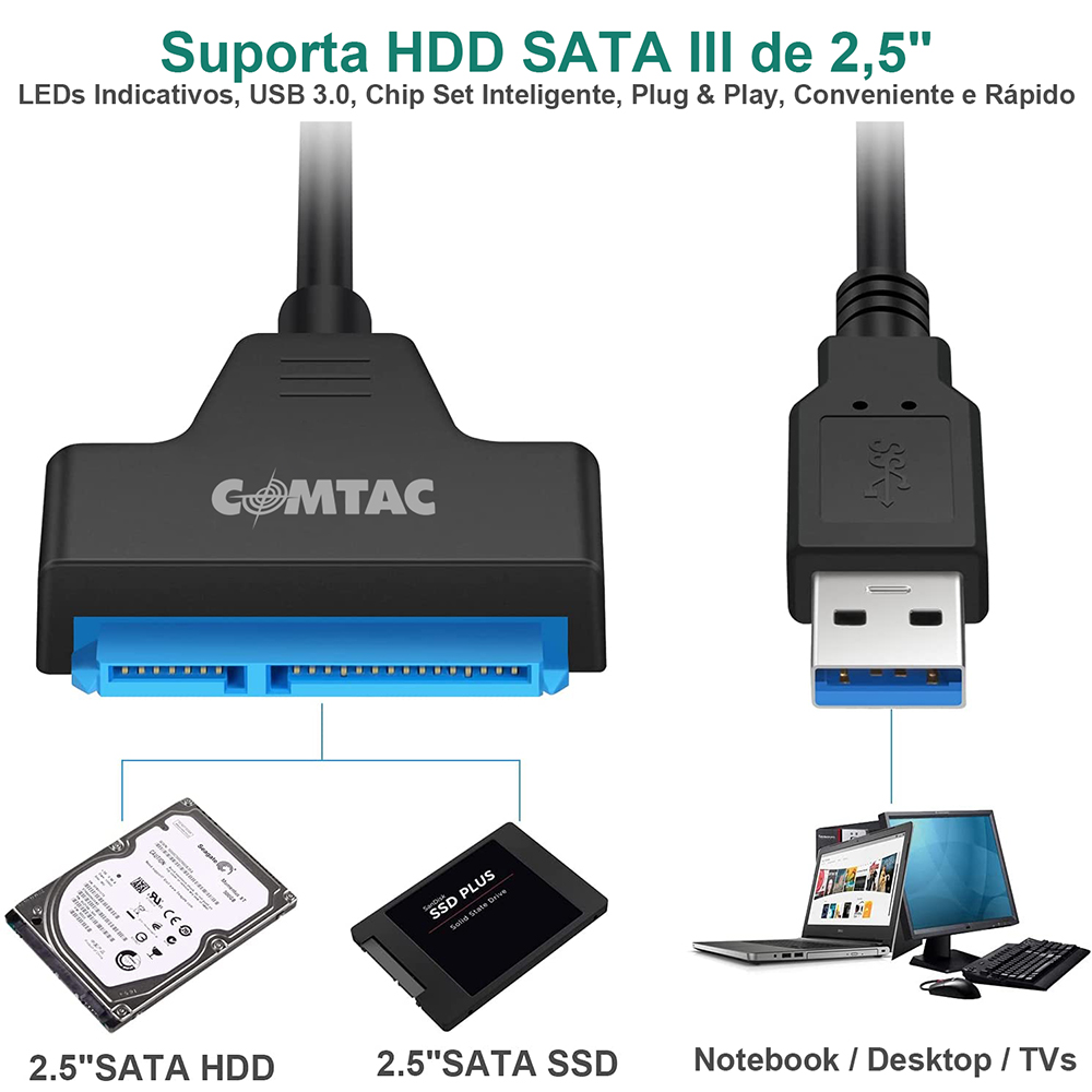 Thumbnail 4 do Cabo Conversor USB 3.0 Para SATA HDD SSD 2.5