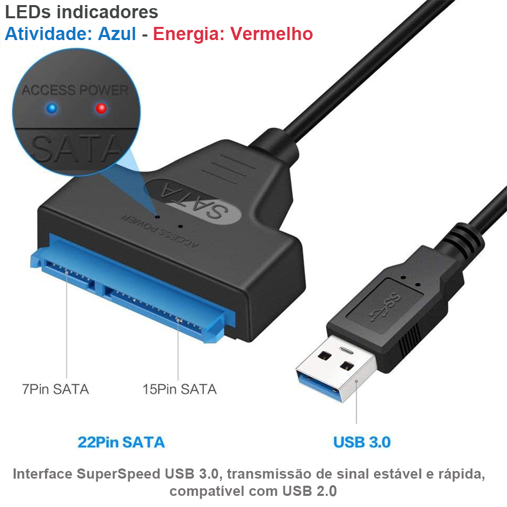 Thumbnail 5 do Cabo Conversor USB 3.0 Para SATA HDD SSD 2.5