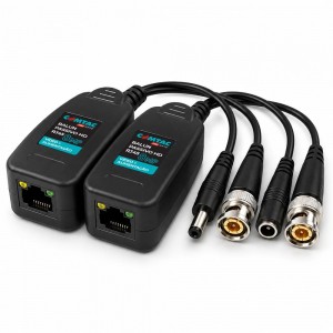 Balun de Vídeo Passivo HD até 8MP com Conector RJ45 para Vídeo e Alimentação